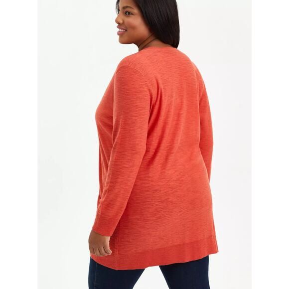 NWT Torrid Orange Slub Boyfriend Cardigan Sweater Pockets Plus Size: 5X (28) - Picture 2 of 4